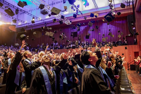 Throwing of the cap at the ESB Business School graduation ceremony