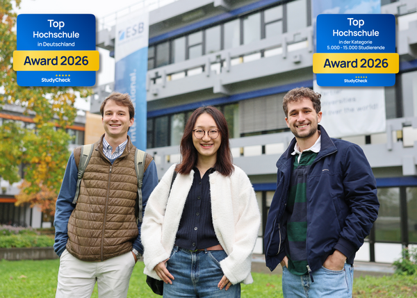 Hochschule Reutlingen ist erneut unter den Top 3 der mittelgroßen Hochschulen in Deutschland und mit ihr auch die ESB Business School